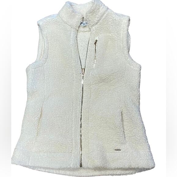 Calvin Klein Women's Size Small ivory fleece full zip vest - Picture 1 of 5